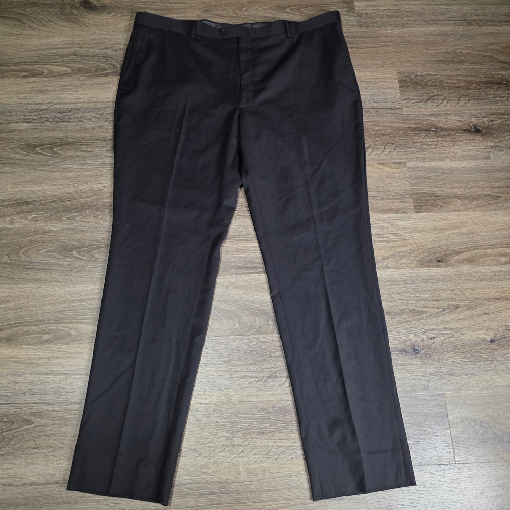 Linea Uomo 47x34 Dress Pants Mens Black New Wool‎ Travel Lux Modern Fit Slacks
